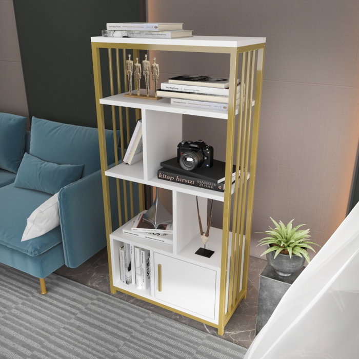 Hanah Home Estantería Blanco y Dorado